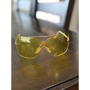 Christian Dior Motard 46Z Shield Sunglasses Yellow Lens Gold Frame Italy – READ